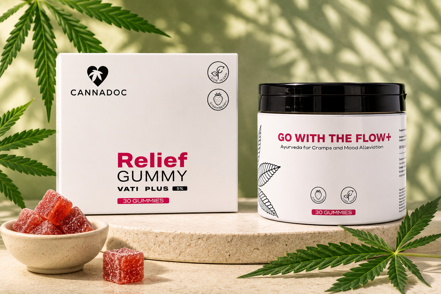 Go with the Flow+ Box and Jar Together - Relief Gummy VATI PLUS 5%