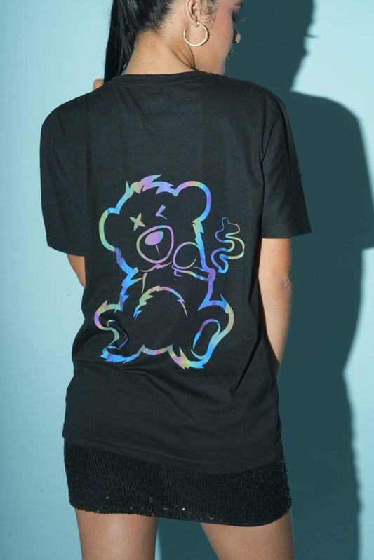 Smoking Teddy Rainbow Reflective T-Shirt