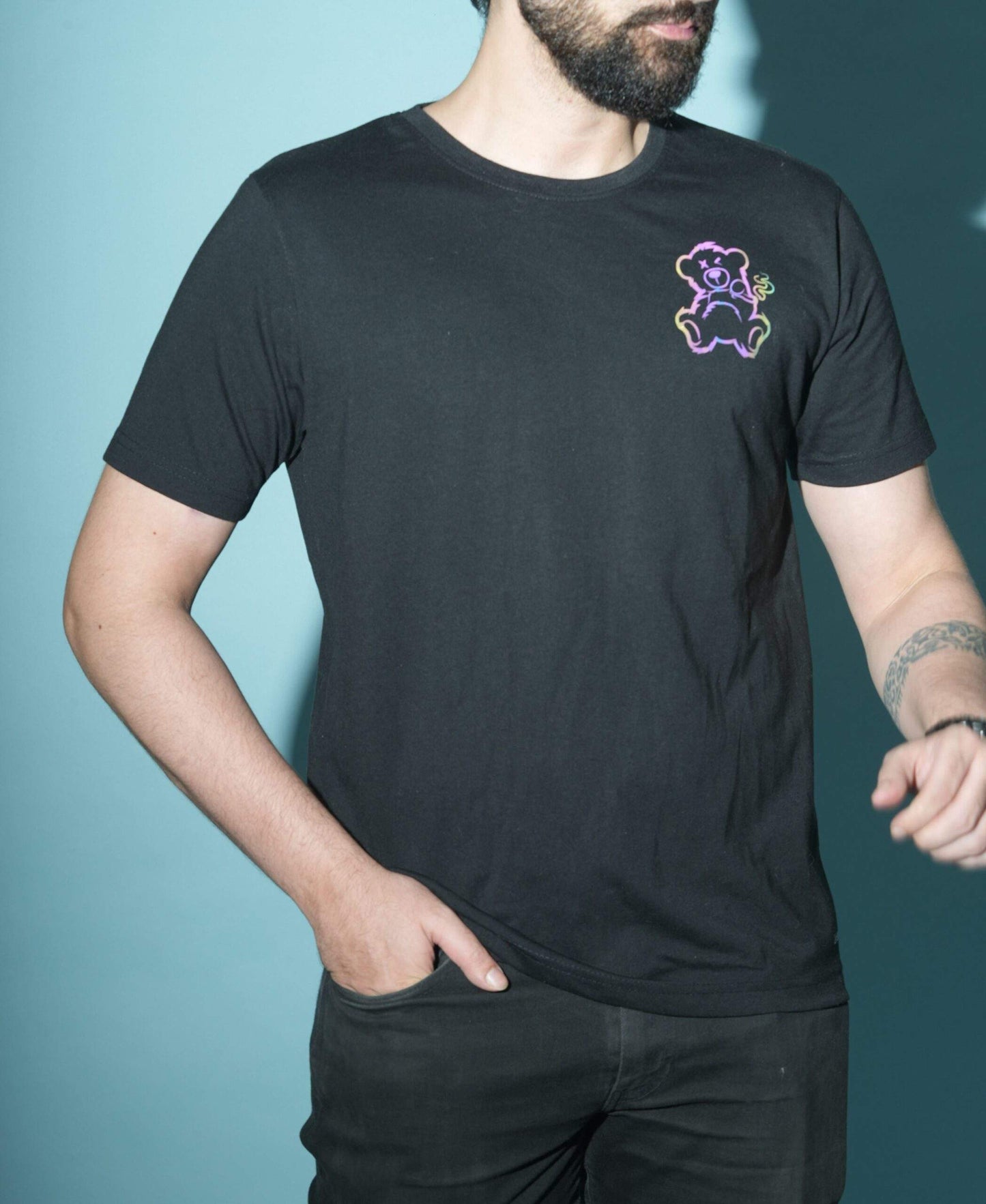 Smoking Teddy Rainbow Reflective T-Shirt
